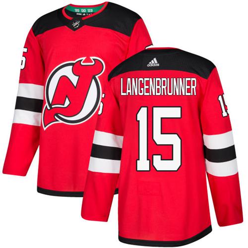 Adidas Devils #15 Langenbrunner Red Home Authentic Stitched NHL Jersey - Click Image to Close
